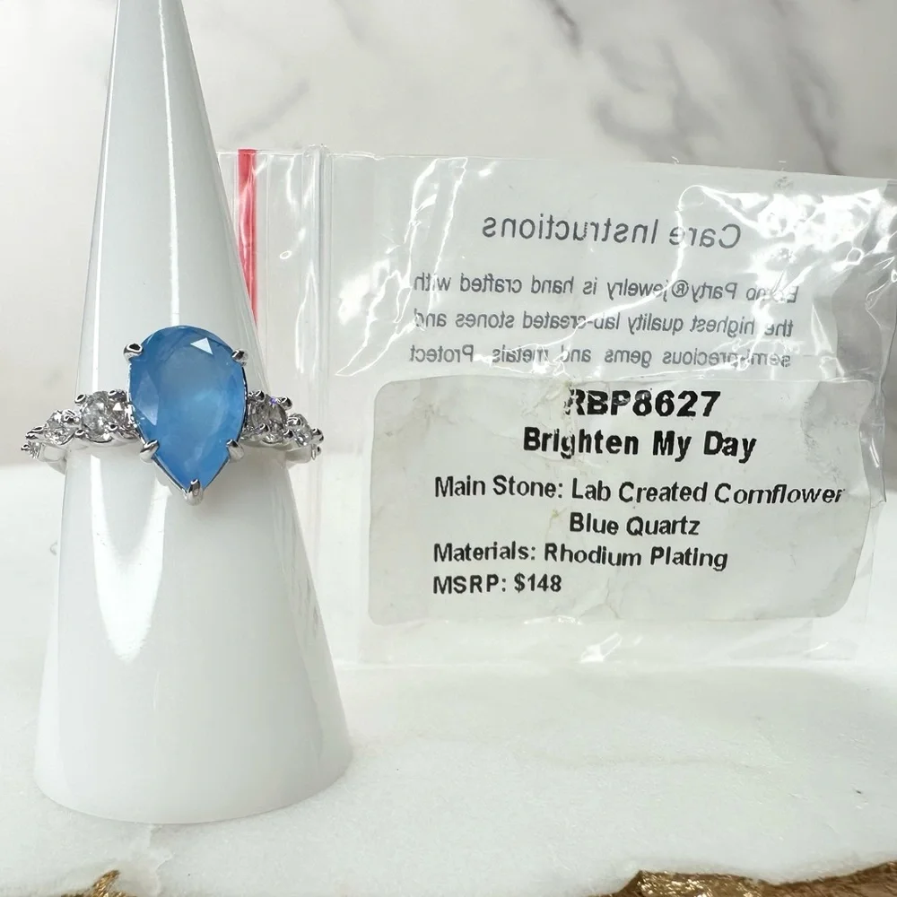 Bomb Party Original Brighten My Day Cornflower Blue Ring RBP8627 NWT Size 7